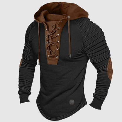 Fitted Hoodie Sweater | Lace Up Front Detail Sweater - Nocini