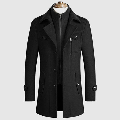 Tailored Fit Long Coat | Button Front Military Style