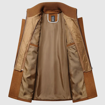 Tailored Fit Long Coat | Button Front Military Style
