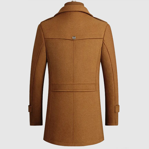Tailored Fit Long Coat | Button Front Military Style