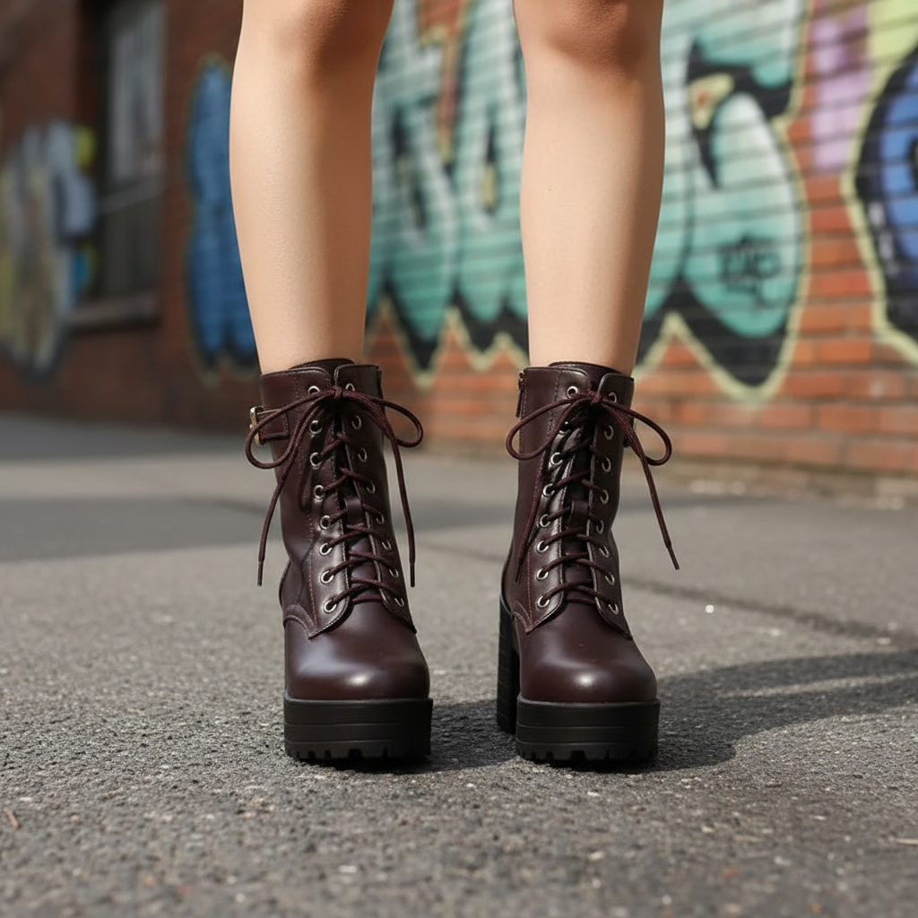 Tough Lace Up Ankle Boots - Pexav