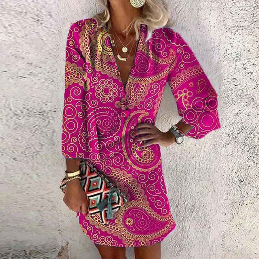 Women's Fit and Flare Paisley Mini Dress - Nocini