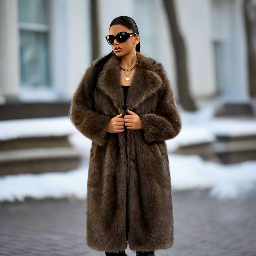 Luxurious Women's Fur Coat Long Soft Warm Fit - Nocini