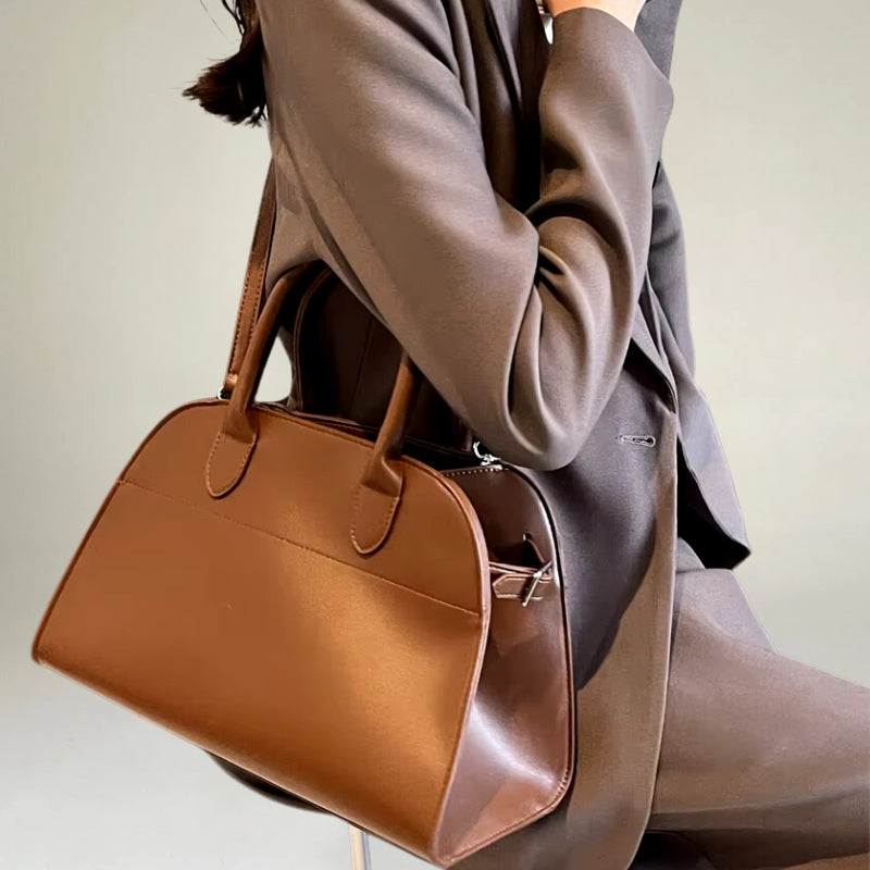 Classic Leather Tote Bag with Removable Strap