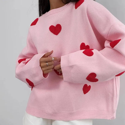Lovely Heart Pattern Sweater