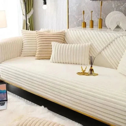Contemporary Ribbed Sofa Cover With Non-Slip Backing