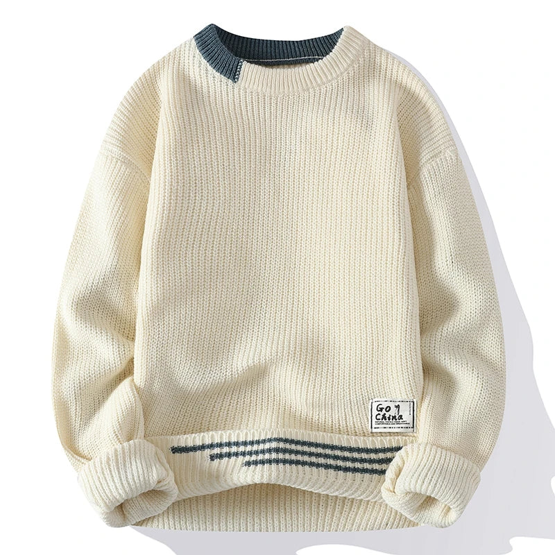 Warm Multicolor Knit Crew Sweater - Nocini