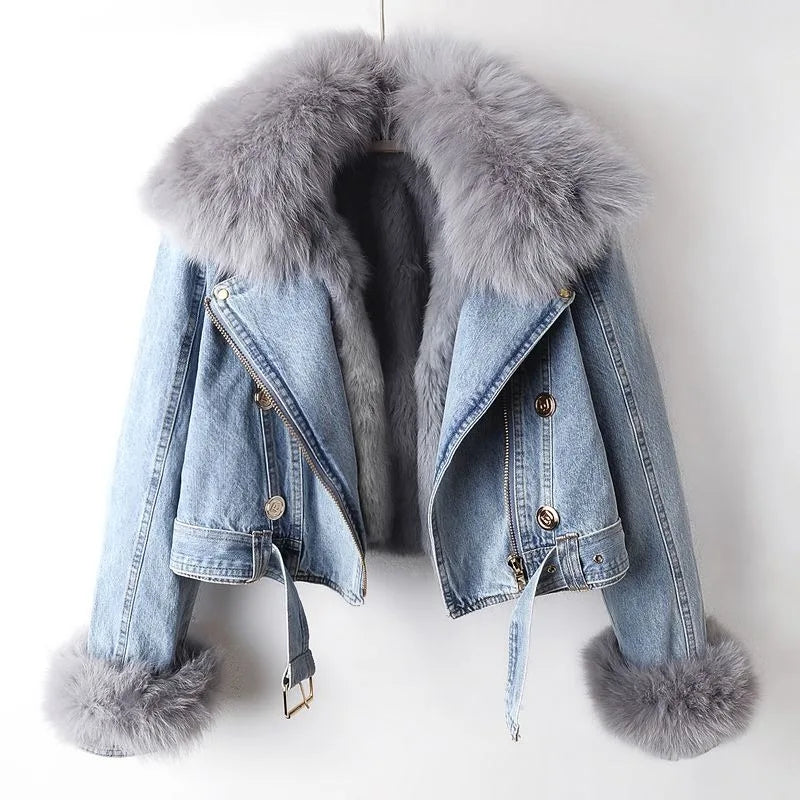 Luxury Fur Lined Leather Biker Jacket