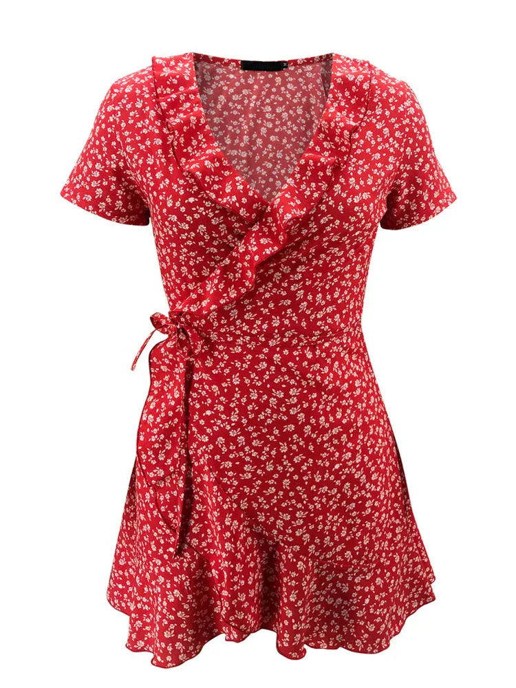 Pretty Floral Midi Wrap Dress