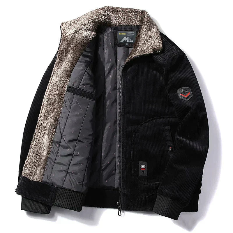 Warm Fur Trim Classic Bomber Jacket