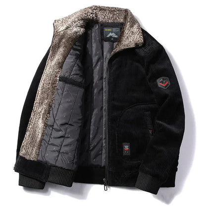 Warm Fur Trim Classic Bomber Jacket
