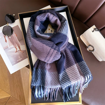 Classic Plaid Fringed Scarf