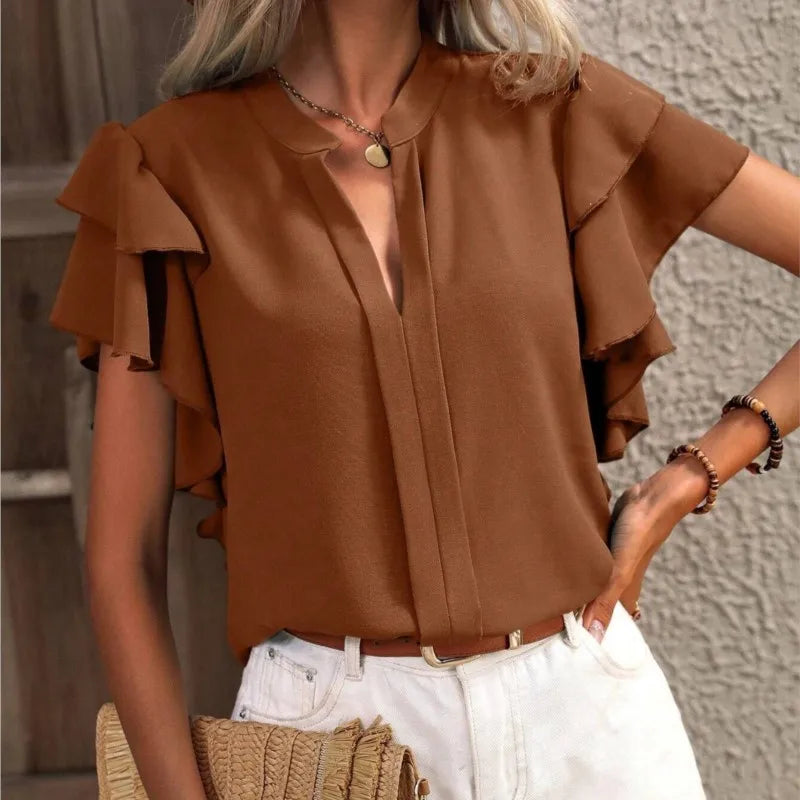 Fashionable Blouse with Beautiful Gathered Sleeves