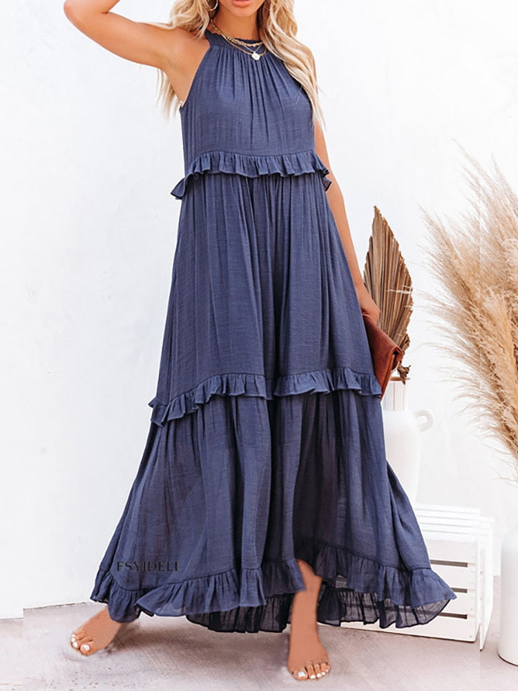 Comfortable Plus Size Sleeveless Maxi Dress