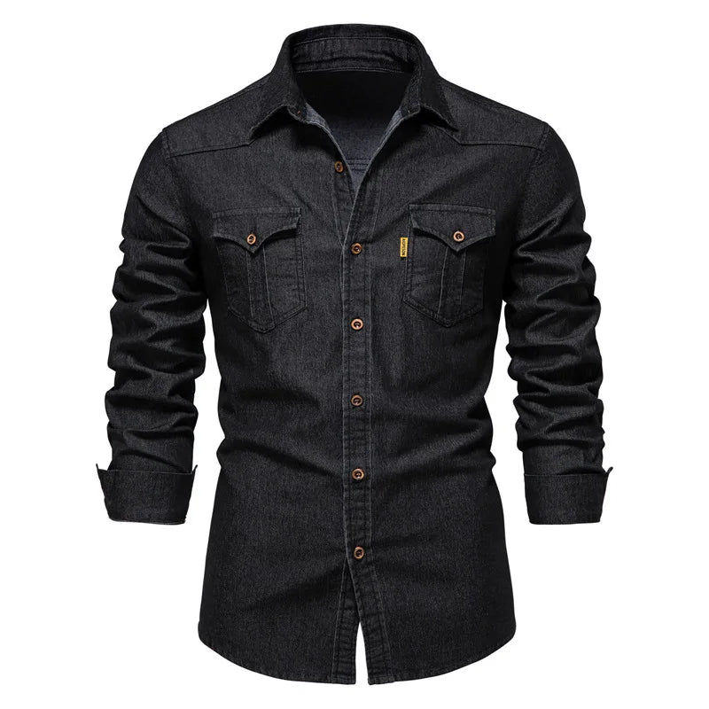 Classic Fit Men's Shirt with Button Front and Pocket Detail