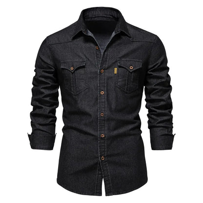 Classic Fit Men's Shirt with Button Front and Pocket Detail