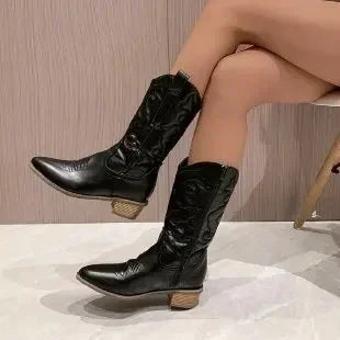 Stylish Women's High Heel Knee Boots in Luxe Leather