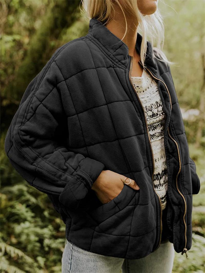 Women's Padded Coat with Zip and Pocket Details