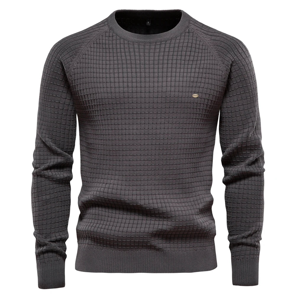 Classic Grid Pattern Mens Sweater