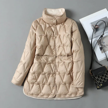 Warm Padded Down Coat with Button Pockets