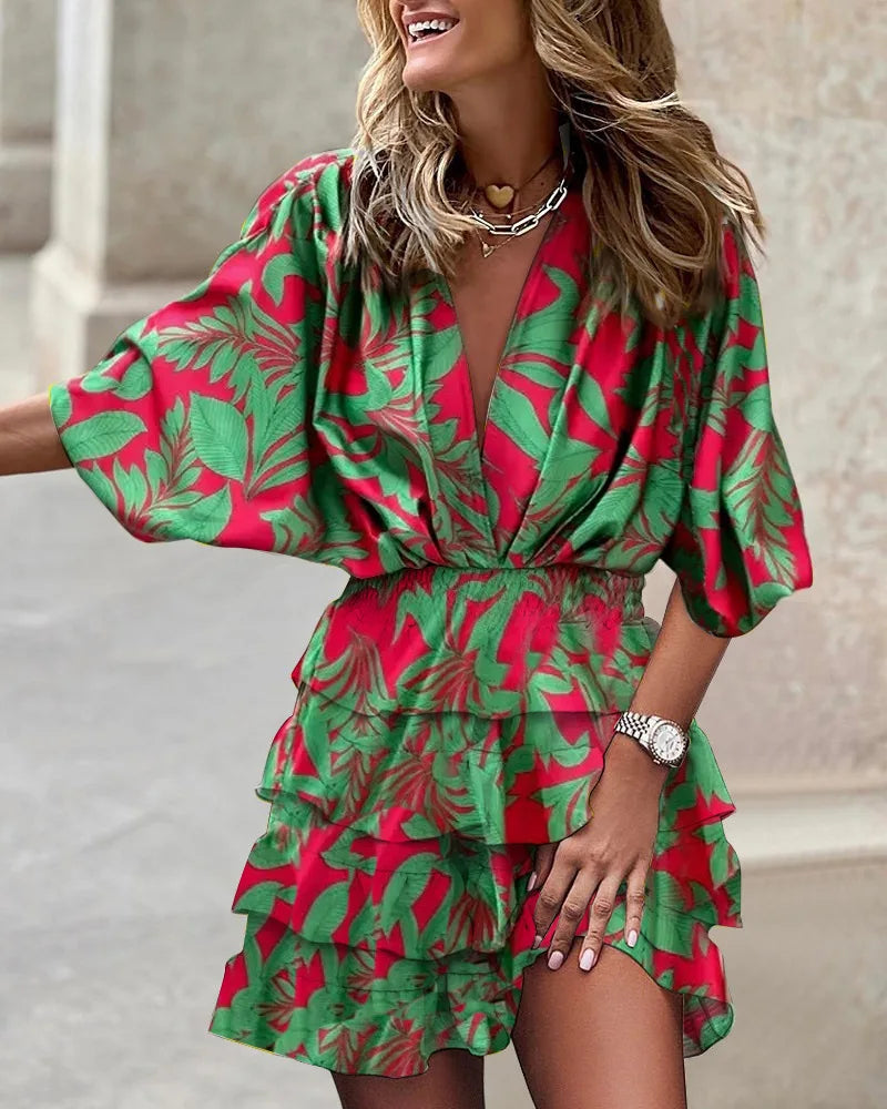 Pretty Floral Tiered Maxi Wrap Dress