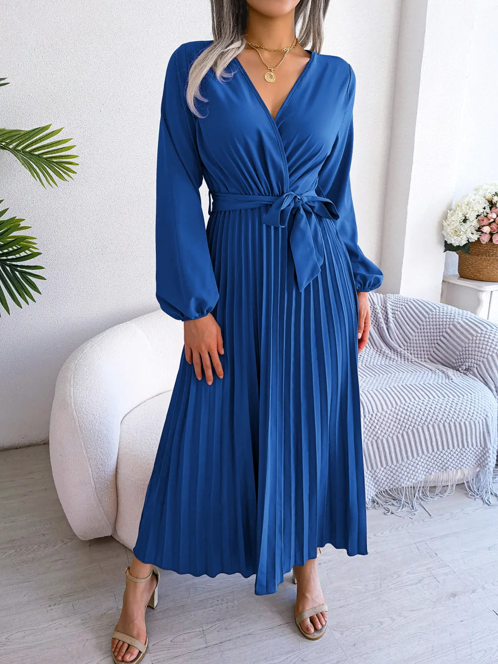 Women's Deep V-Neck Long Dress