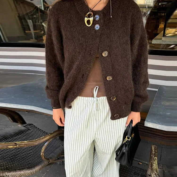 Stylish Button Front Open Cardigan - Nocini