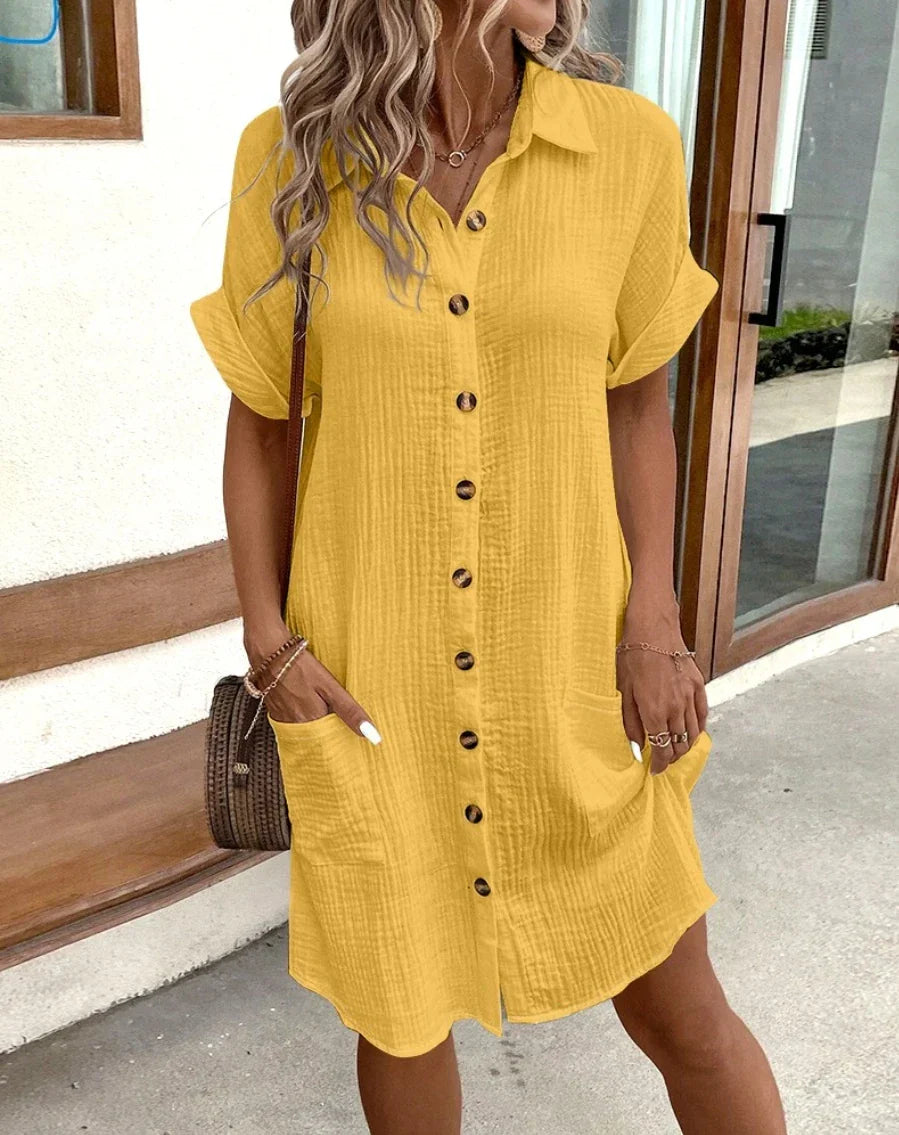 Relaxed Fit Casual Cotton Mini Dress