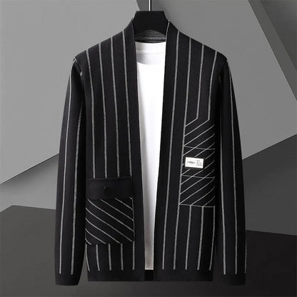Casual Striped Cardigan with Pocket Details - Nocini