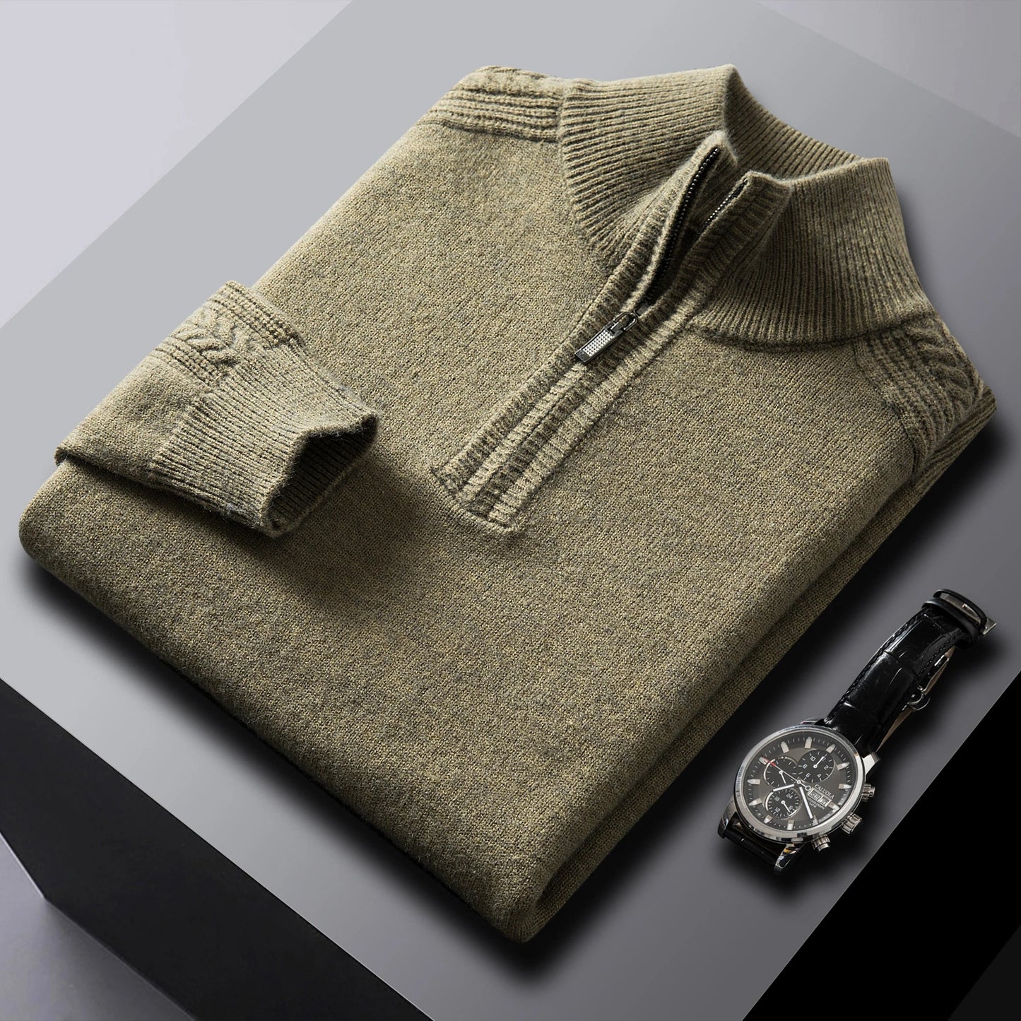 Soft Cable Knit Quarter Zip Men's Sweater - Nocini