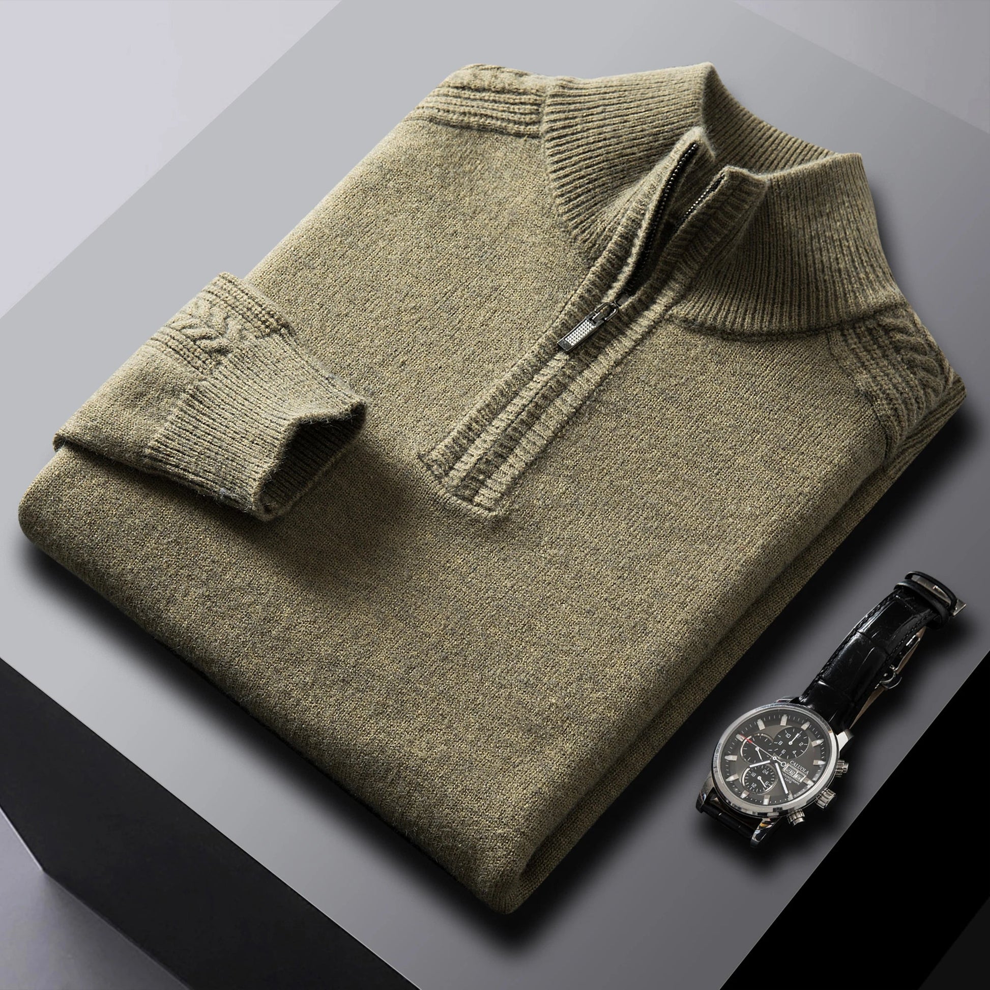 Soft Cable Knit Quarter Zip Men's Sweater - Nocini