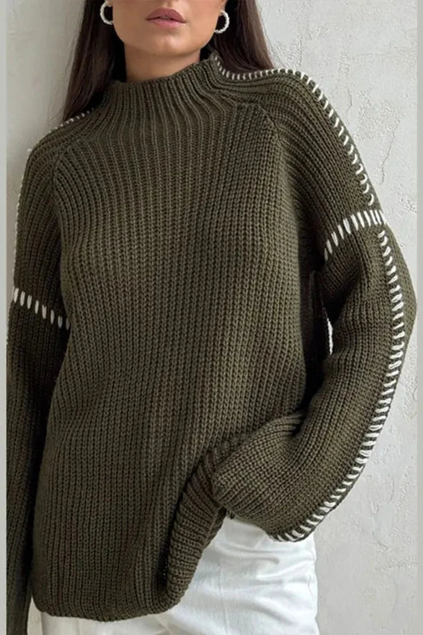 Colorful Quilted Knit Sweater
