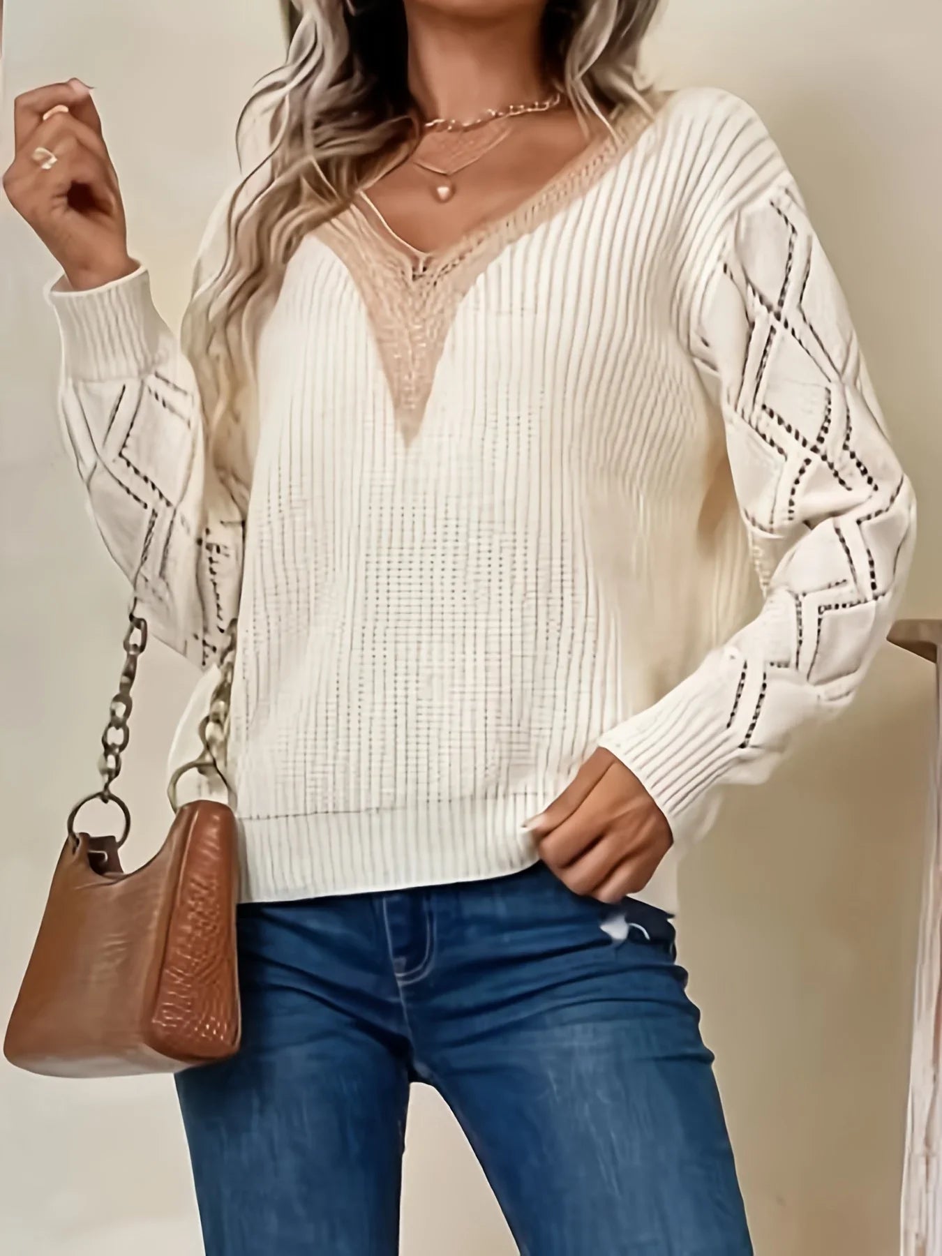 Delicate Knit Lace Pullover