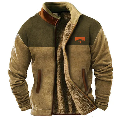 Casual Block Pattern Mens Jacket - Warm Stylish Coat