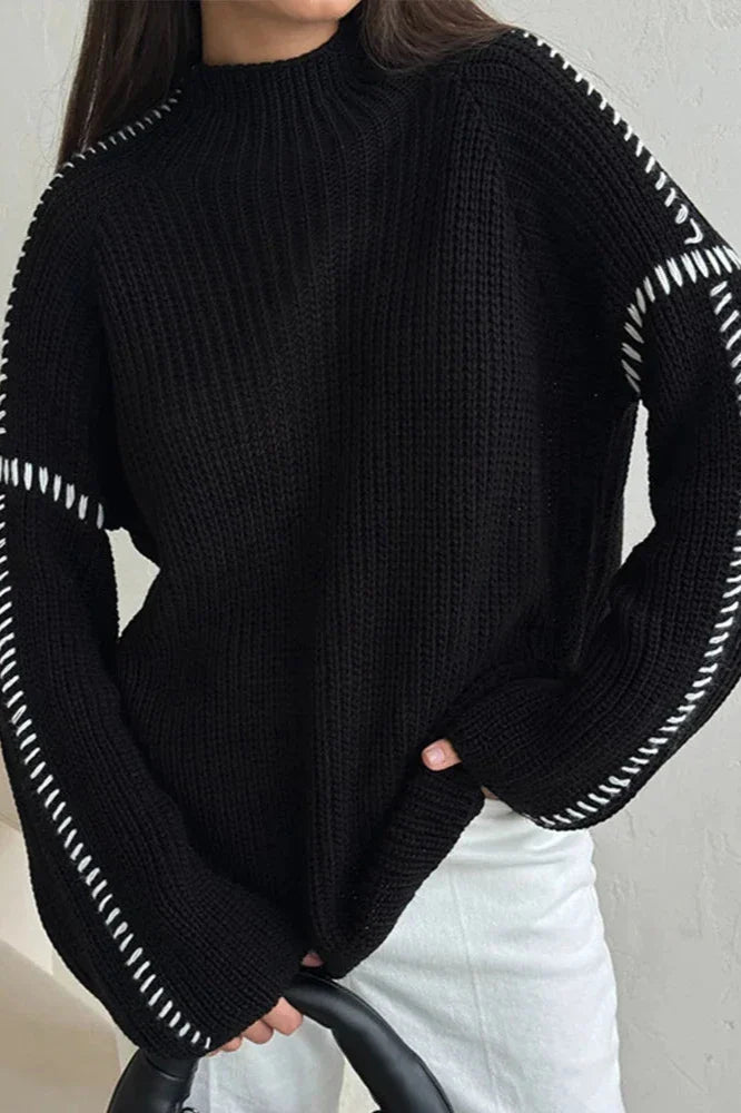 Colorful Quilted Knit Sweater