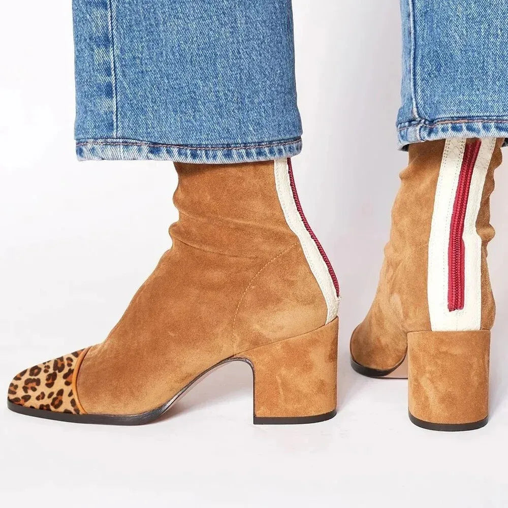 Elegant High Heel Square Toe Boots