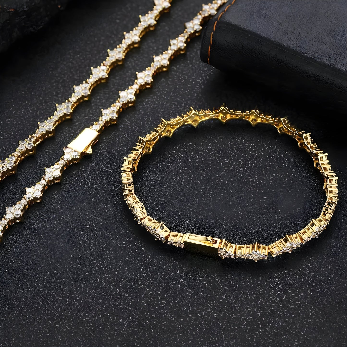 Sparkling Flower Charm Bracelet