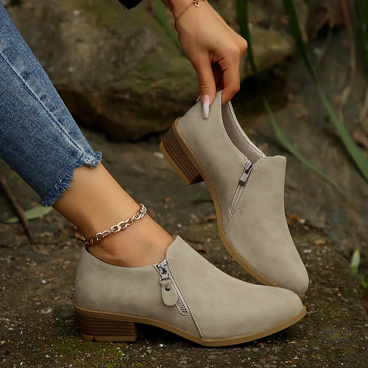 Waterproof Zip Up Ankle Boots