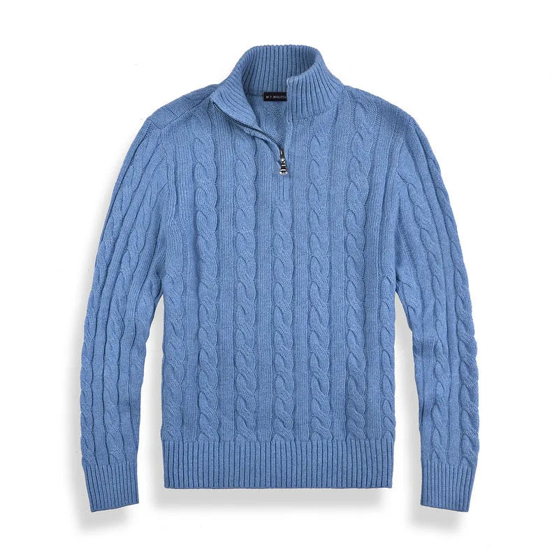 Classic Mid-Zip Pullover Sweater