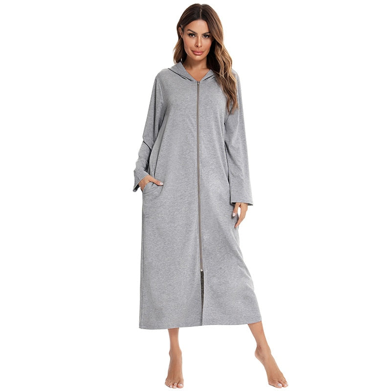 Cozy Hooded Sleep Dress for Women