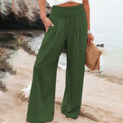 Relaxed Fit Women's Wide Leg Elastic Pants
