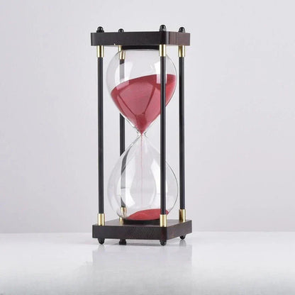 Minimalist Wood and Glass Hourglass With Gold Accents