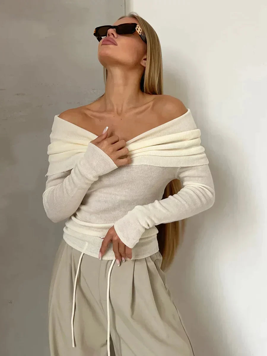 Women's Casual Off Shoulder Long Sleeve Top
