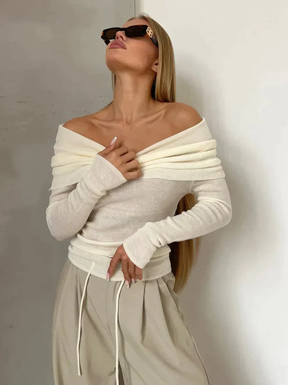 Women's Casual Off Shoulder Long Sleeve Top