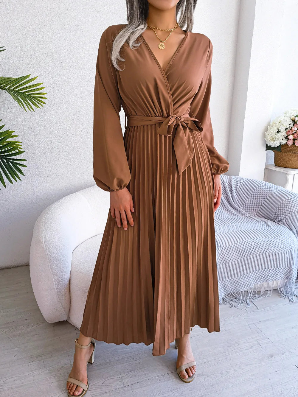 Women's Deep V-Neck Long Dress