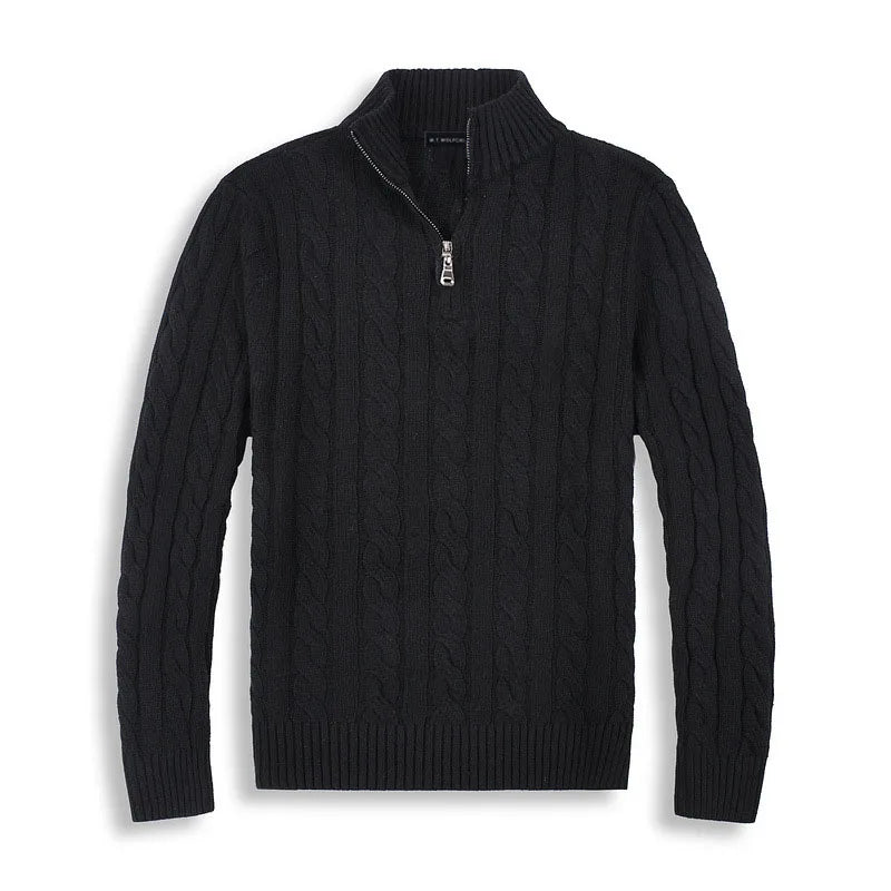 Classic Mid-Zip Pullover Sweater