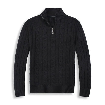 Classic Mid-Zip Pullover Sweater