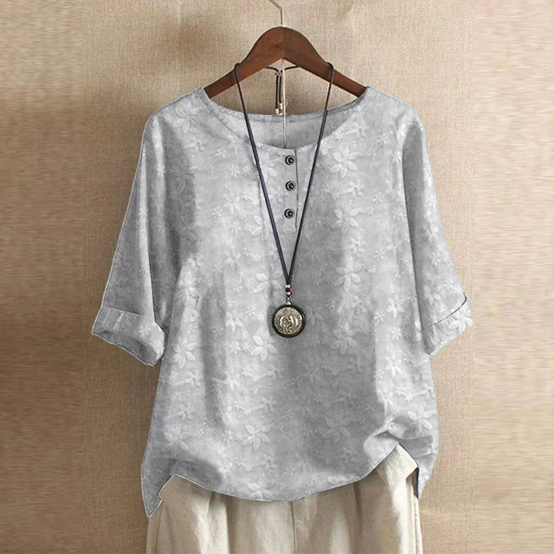 Casual Short Sleeve Women's Button Blouse