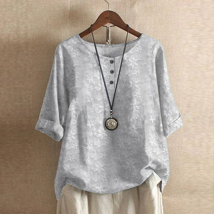 Casual Short Sleeve Women's Button Blouse