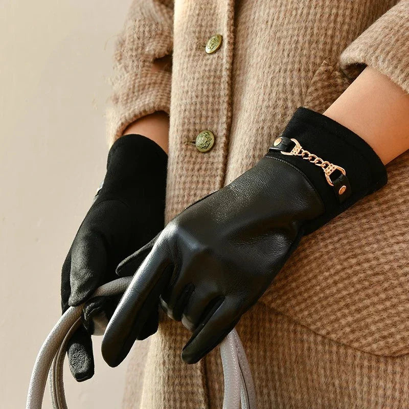 Slim Faux Leather Gloves for Women - Classic Chic Style - Nocini